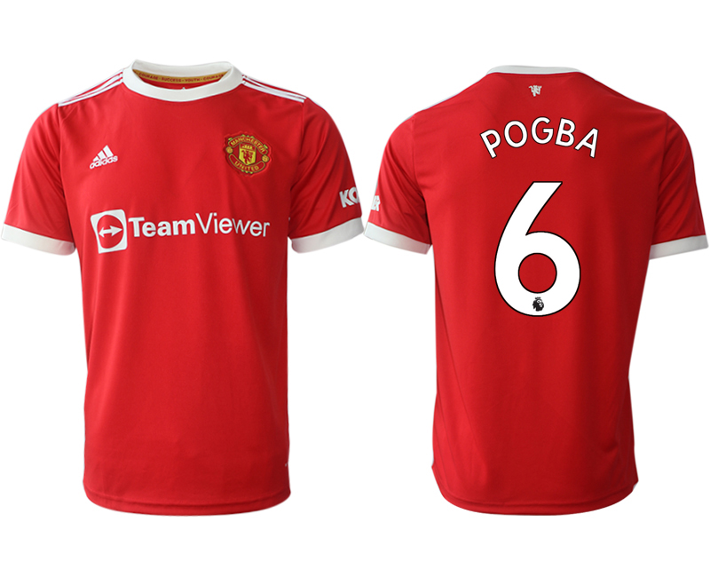 Men 2021-2022 Club Manchester United home red aaa version #6 Adidas Soccer Jersey->manchester united jersey->Soccer Club Jersey